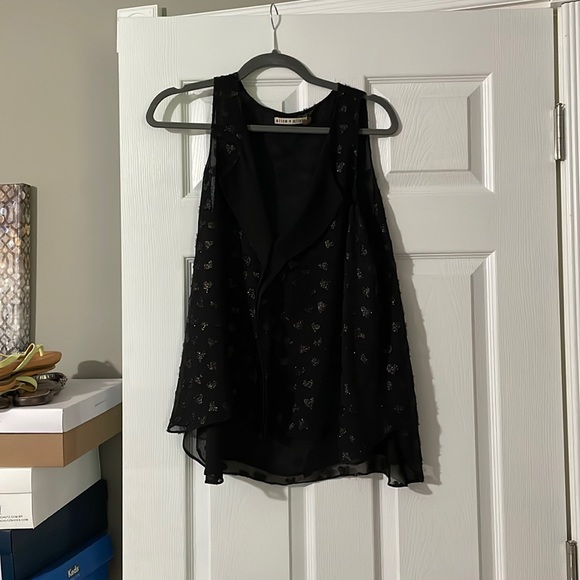 Alice + Olivia 'Bruden' Metallic Heart High/Low Tank black glitter sparkle m - Picture 3 of 10